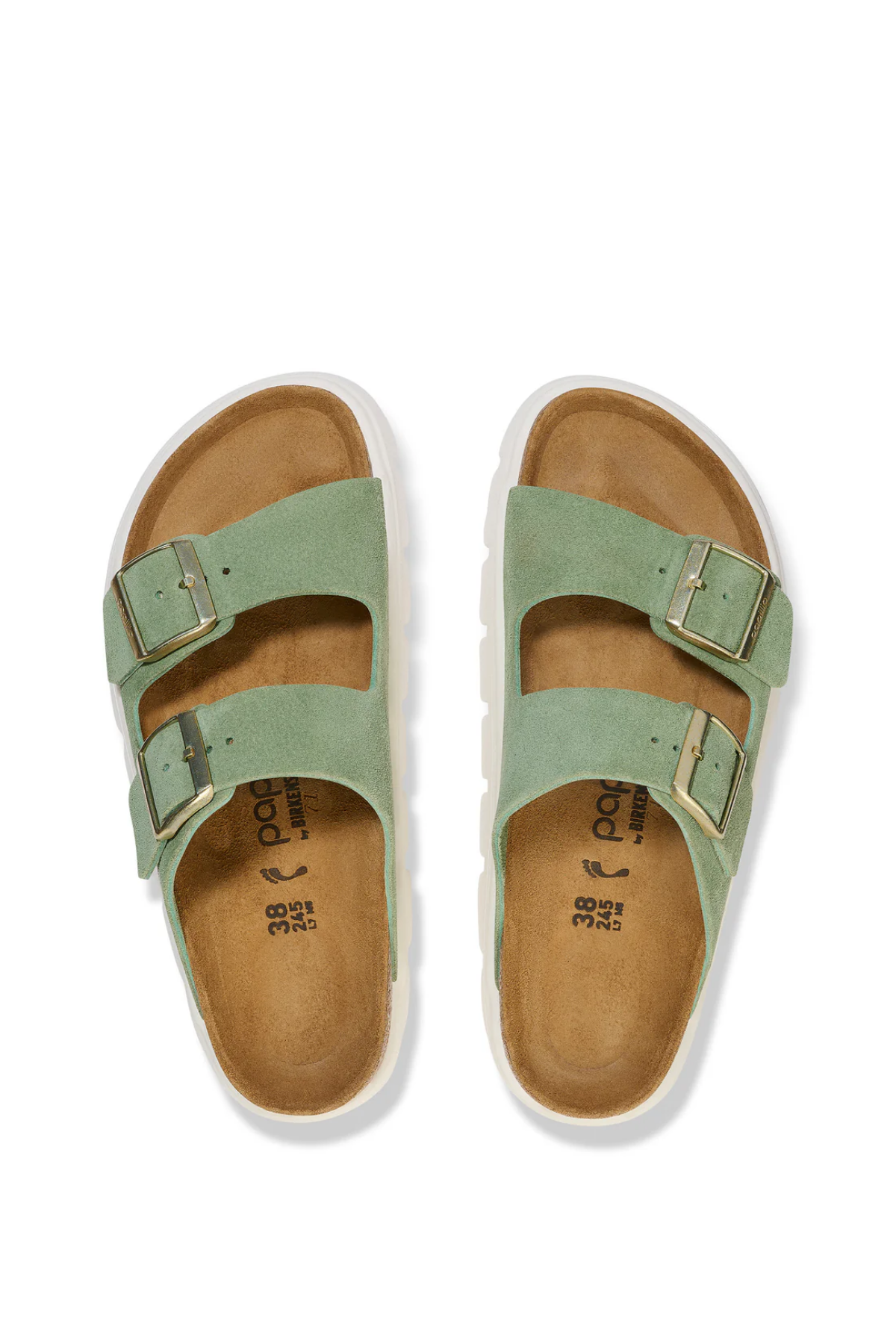 Birkenstock Arizona Chunky Green Tea Suede Leather Narrow