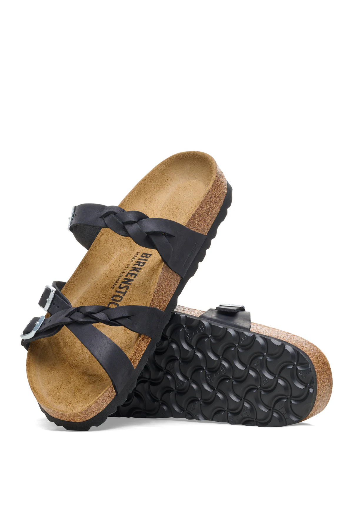 Franca Braided Black Oiled Leather Narrow