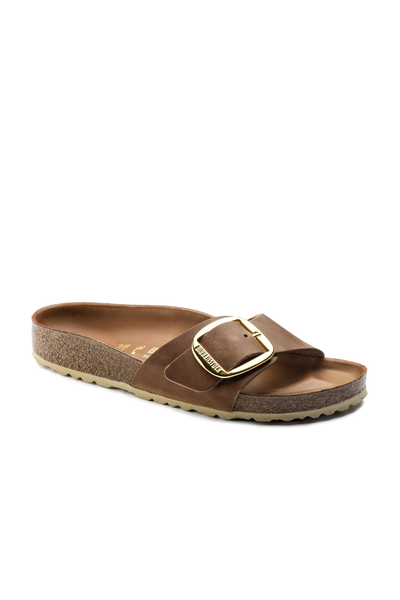 Madrid Big Buckle Cognac Oiled Leather Narrow