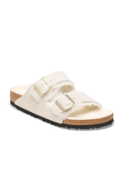 Arizona Shearling Antique White Suede Leather/shearling Narrow