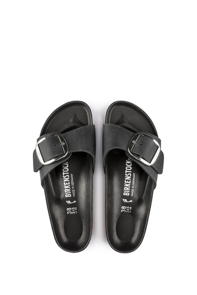 Madrid Big Buckle Black Oiled Leather Narrow