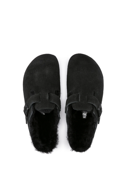 Boston Shearling Black Suede Leather/shearling Narrow