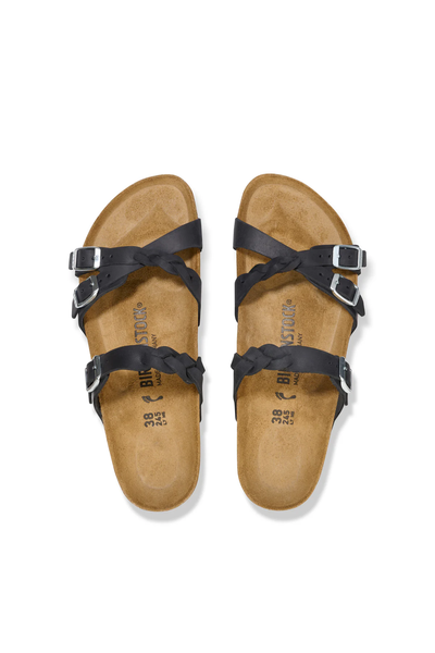 Franca Braided Black Oiled Leather Narrow