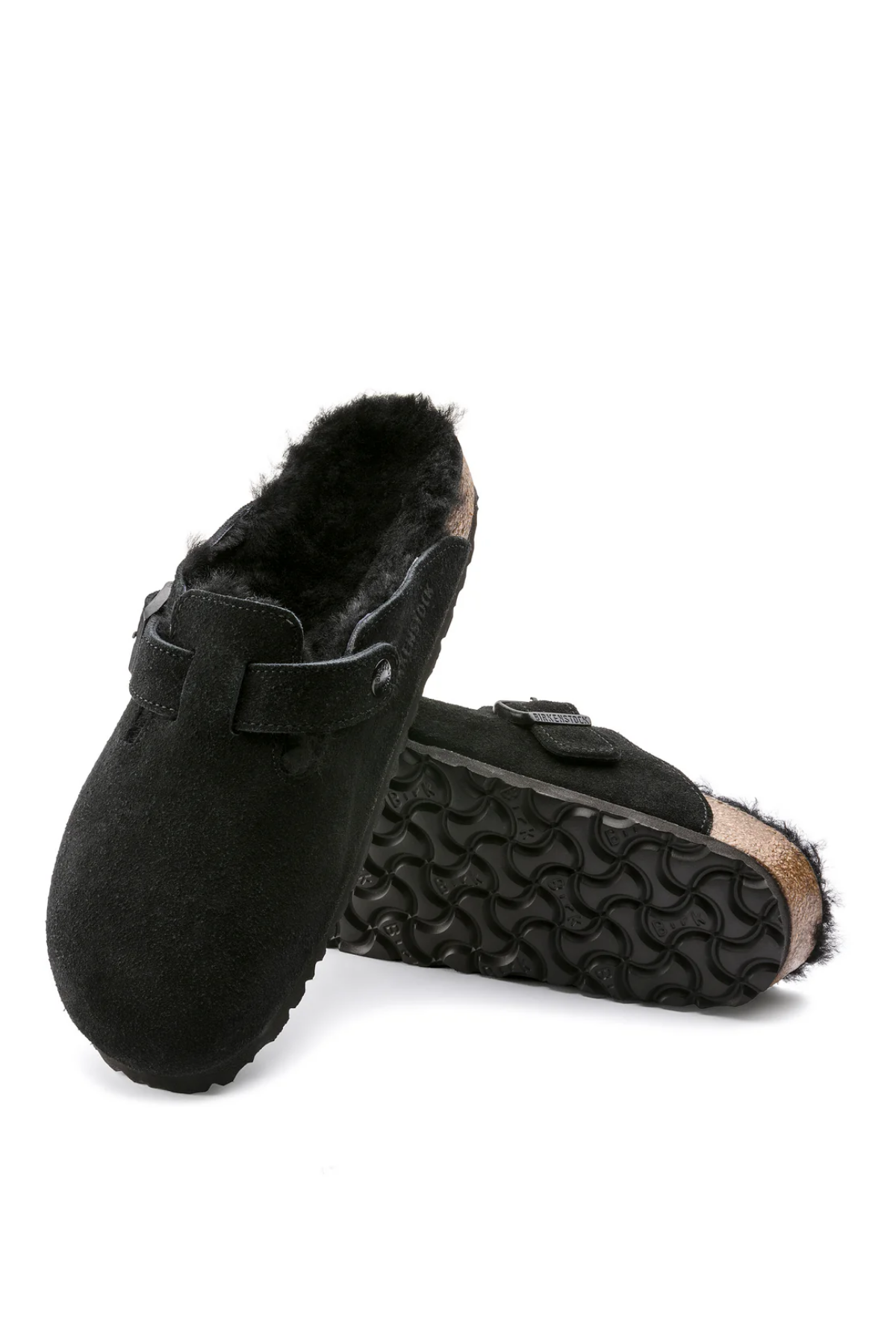 Boston Shearling Black Suede Leather/shearling Narrow
