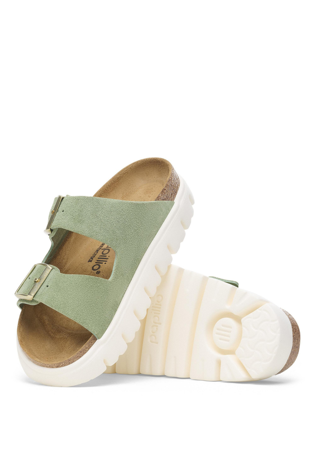 Birkenstock Arizona Chunky Green Tea Suede Leather Narrow