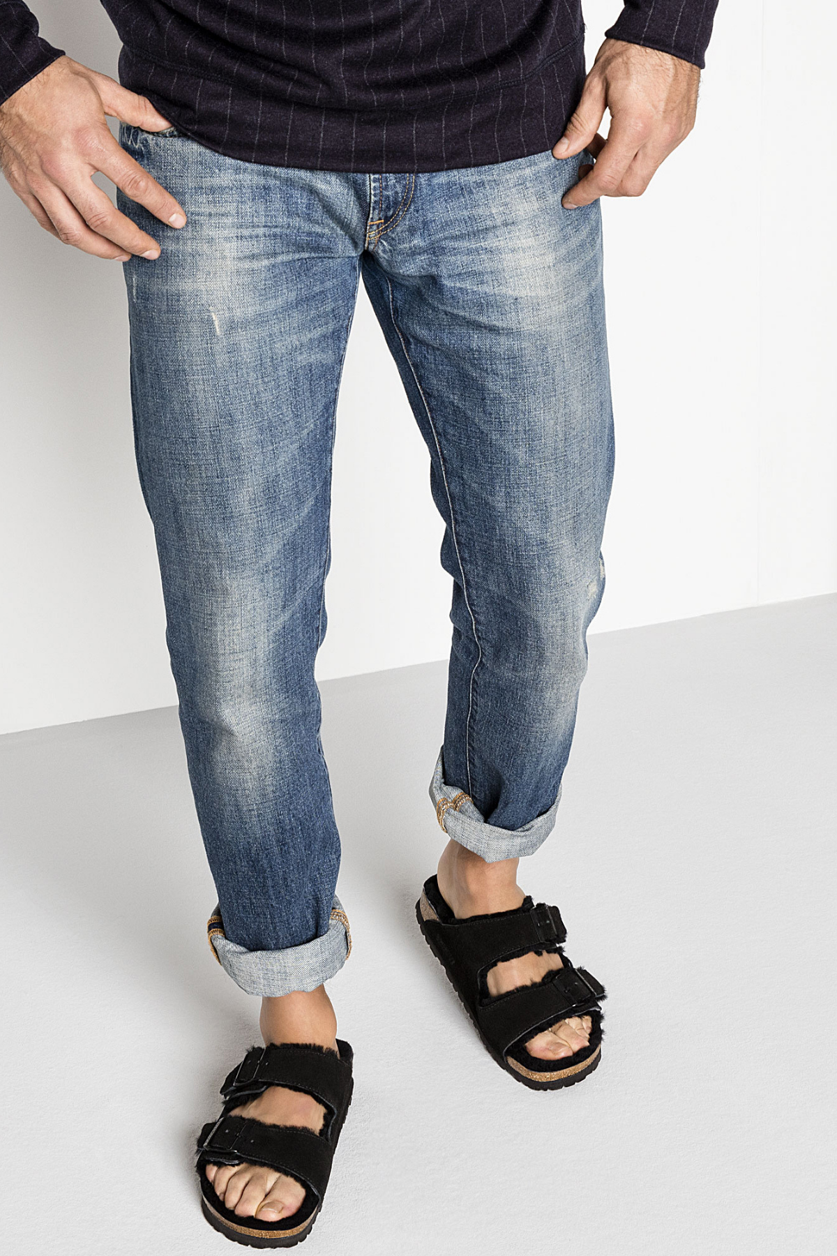 Arizona Shearling Black Suede Leather/shearling Narrow
