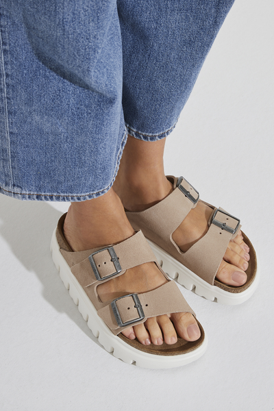 Birkenstock Arizona Chunky Warm Sand Suede Leather Narrow