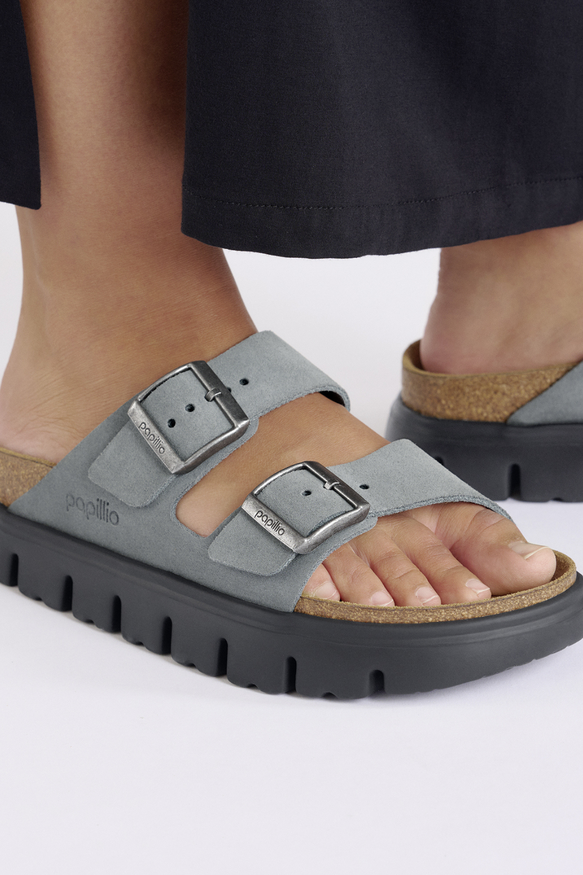 Birkenstock Arizona Chunky Basalt Grey Suede Leather Narrow