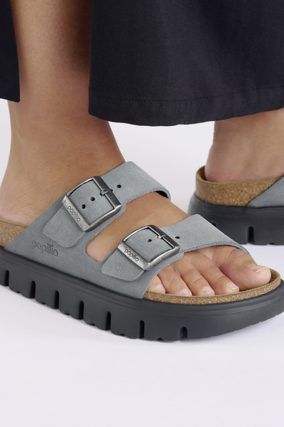 Birkenstock Arizona Chunky Basalt Grey Suede Leather Narrow