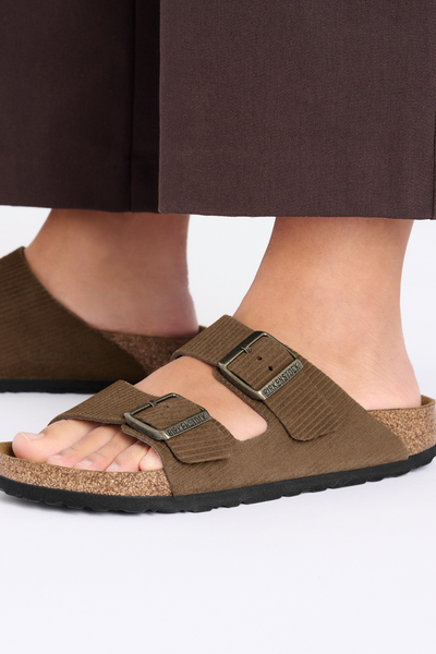 Arizona Corduroy Dark Tea Embossed Suede Leather Regular