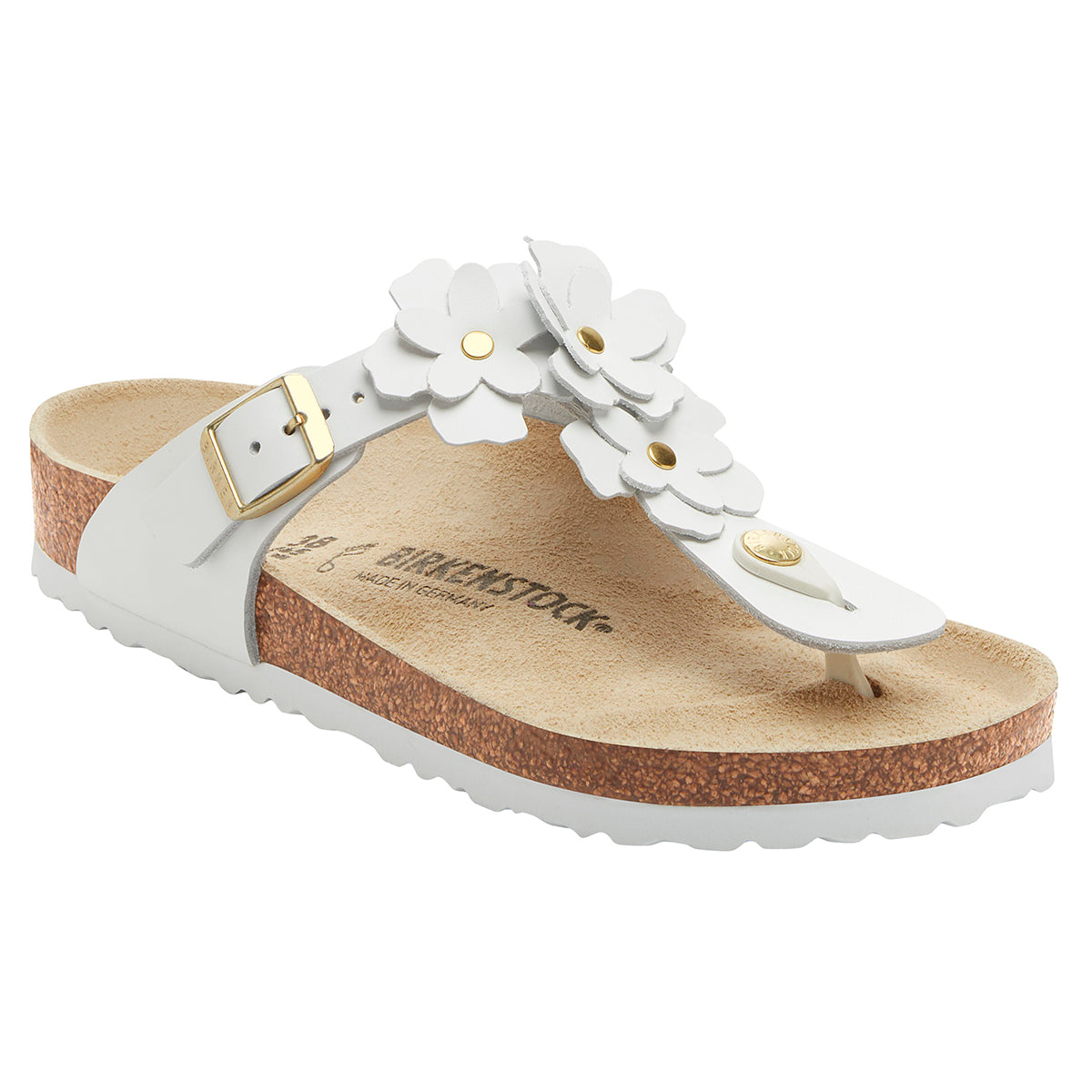 Gizeh flower Toe Thong in White Leather