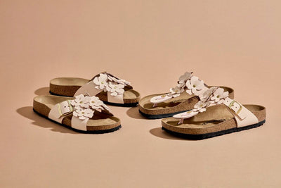 Gizeh flower Toe Thong in Light Rose Leather
