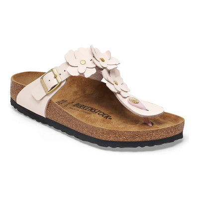 Gizeh flower Toe Thong in Light Rose Leather