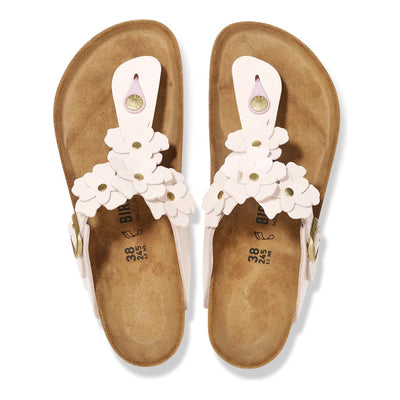 Gizeh flower Toe Thong in Light Rose Leather